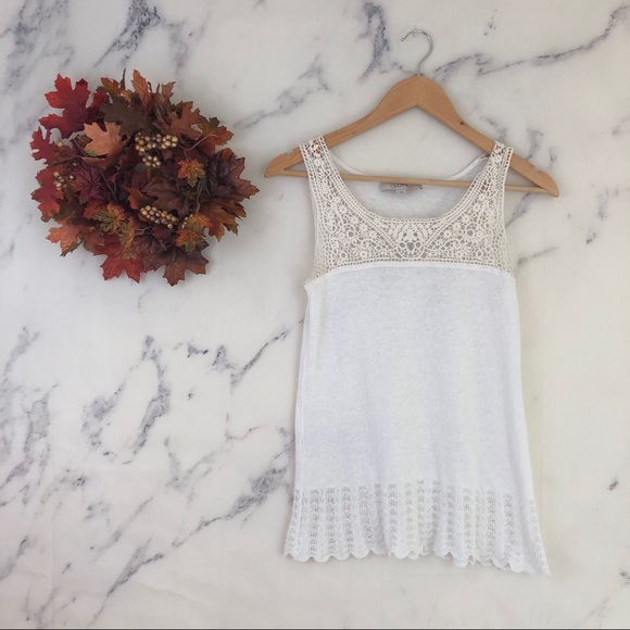 LOFT Tops - Ann Taylor LOFT Crochet Yoke Knit Tank Top